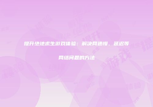 提升绝地求生游戏体验：解决网速慢、延迟等网络问题的方法
