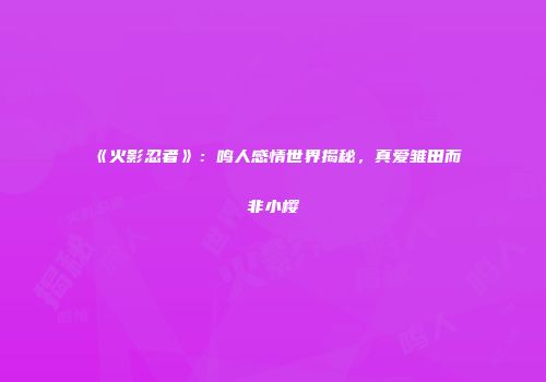 《火影忍者》：鸣人感情世界揭秘，真爱雏田而非小樱
