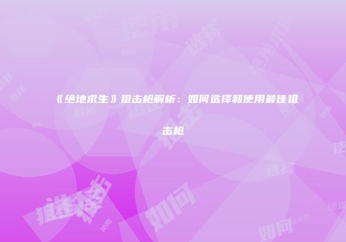 《绝地求生》狙击枪解析：如何选择和使用最佳狙击枪