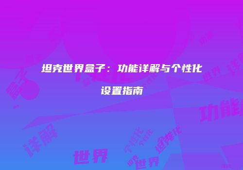 坦克世界盒子：功能详解与个性化设置指南