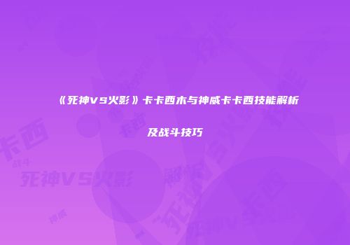 《死神VS火影》卡卡西木与神威卡卡西技能解析及战斗技巧