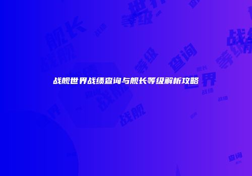 战舰世界战绩查询与舰长等级解析攻略