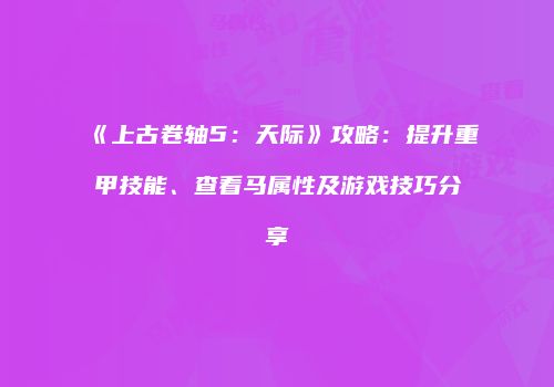 《上古卷轴5：天际》攻略：提升重甲技能、查看马属性及游戏技巧分享