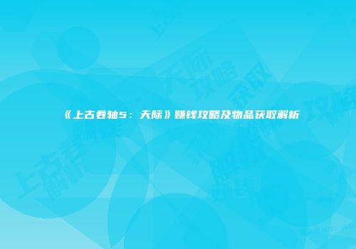 《上古卷轴5：天际》赚钱攻略及物品获取解析
