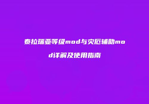 泰拉瑞亚等级mod与灾厄辅助mod详解及使用指南