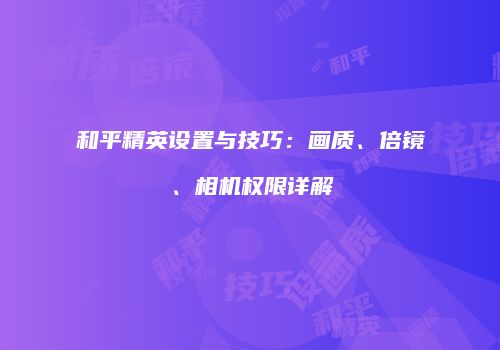 和平精英设置与技巧：画质、倍镜、相机权限详解