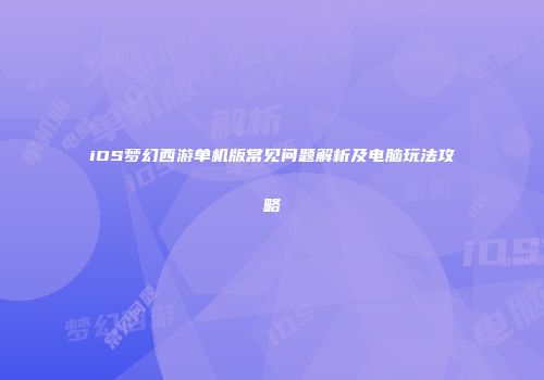 iOS梦幻西游单机版常见问题解析及电脑玩法攻略