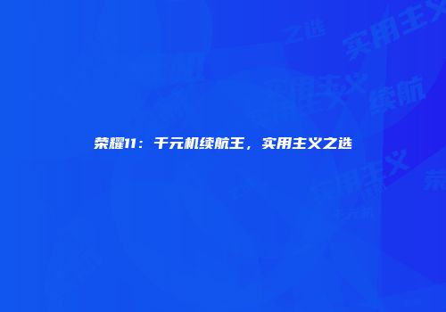 荣耀11：千元机续航王，实用主义之选
