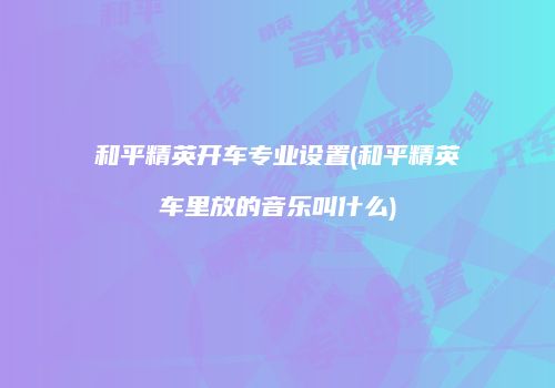 和平精英开车专业设置(和平精英车里放的音乐叫什么)