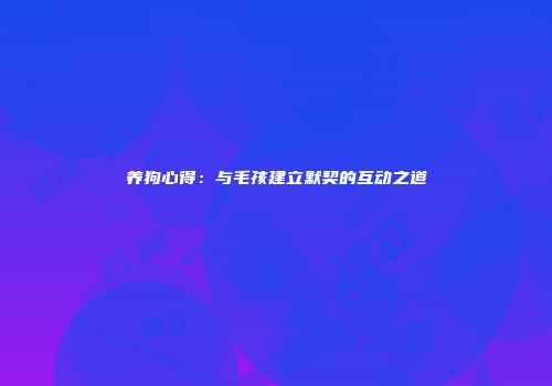 养狗心得：与毛孩建立默契的互动之道