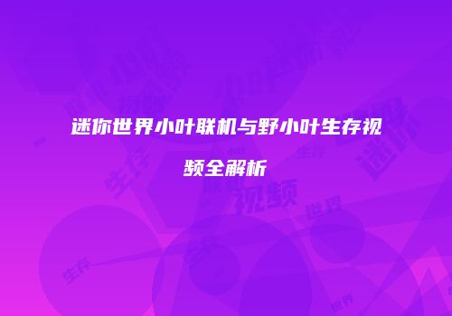 迷你世界小叶联机与野小叶生存视频全解析