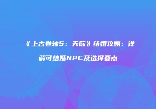 《上古卷轴5：天际》结婚攻略：详解可结婚NPC及选择要点