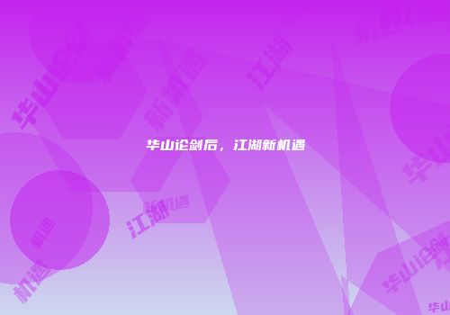 华山论剑后，江湖新机遇