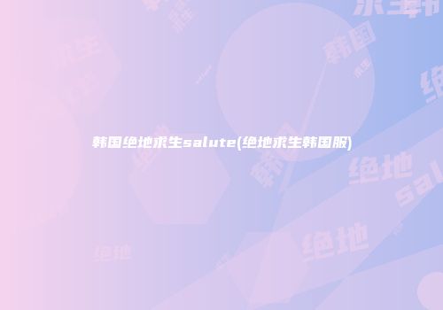 韩国绝地求生salute(绝地求生韩国服)