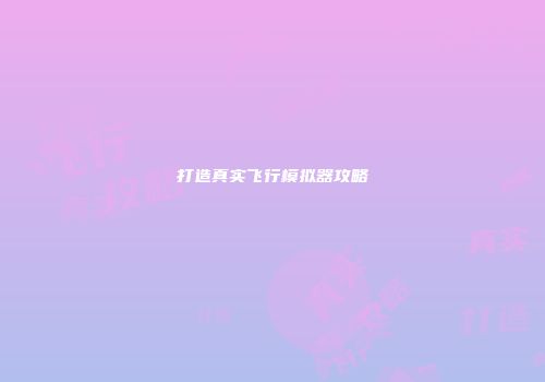打造真实飞行模拟器攻略
