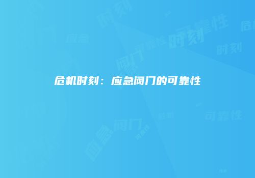 危机时刻：应急阀门的可靠性