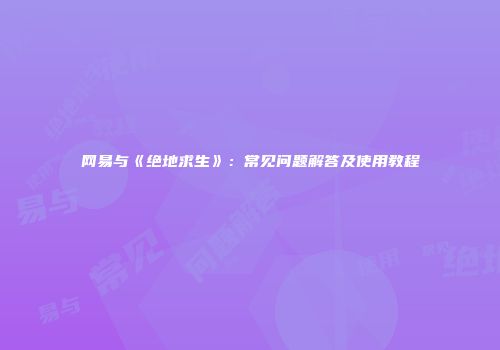 网易与《绝地求生》：常见问题解答及使用教程