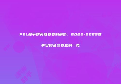 PEL和平精英联赛赛制解析：2022-2023赛事安排及参赛规则一览