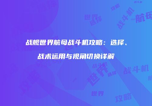 战舰世界航母战斗机攻略：选择、战术运用与视角切换详解