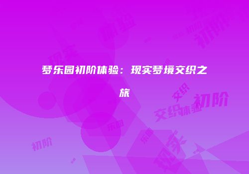 梦乐园初阶体验：现实梦境交织之旅