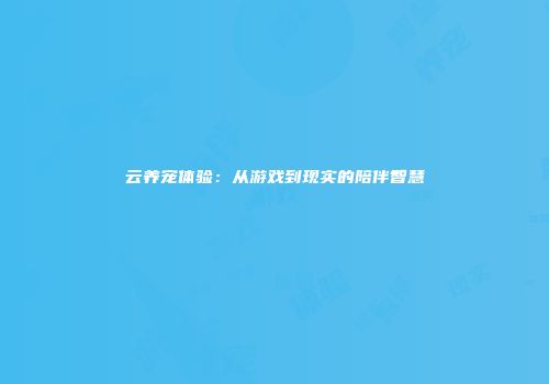 云养宠体验：从游戏到现实的陪伴智慧