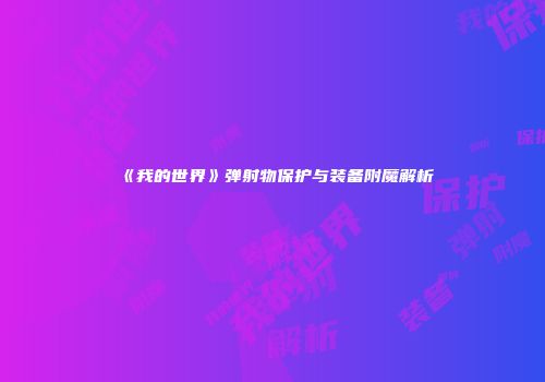 《我的世界》弹射物保护与装备附魔解析