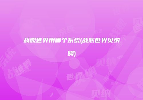 战舰世界用哪个系统(战舰世界贝纳姆)