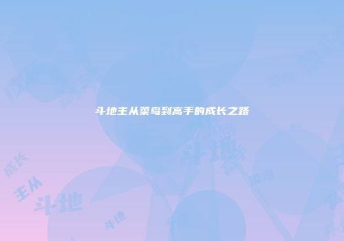 斗地主从菜鸟到高手的成长之路