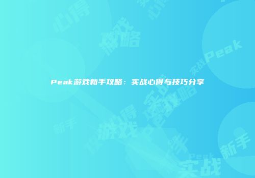 Peak游戏新手攻略：实战心得与技巧分享