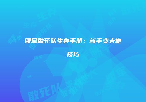 盟军敢死队生存手册：新手变大佬技巧