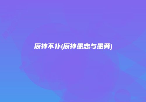 原神不仆(原神愚忠与愚勇)