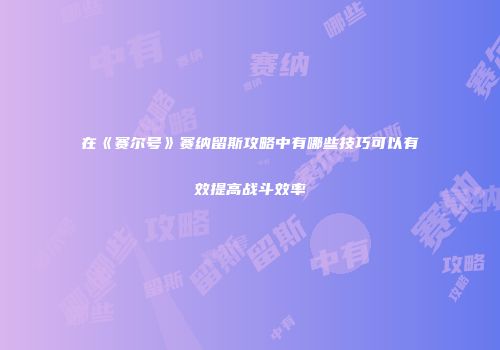 在《赛尔号》赛纳留斯攻略中有哪些技巧可以有效提高战斗效率
