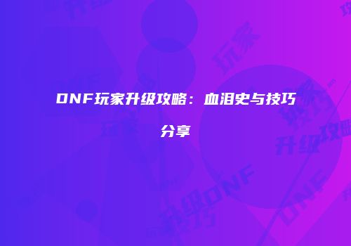 DNF玩家升级攻略：血泪史与技巧分享