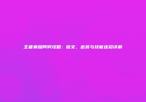 王者荣耀阿轲攻略：铭文、出装与技能连招详解