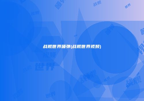 战舰世界哑弹(战舰世界视频)