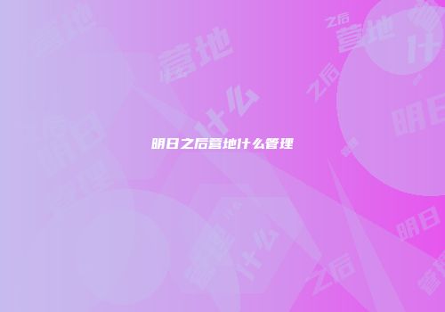 明日之后营地什么管理