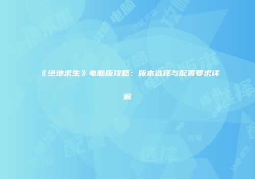 《绝地求生》电脑版攻略：版本选择与配置要求详解