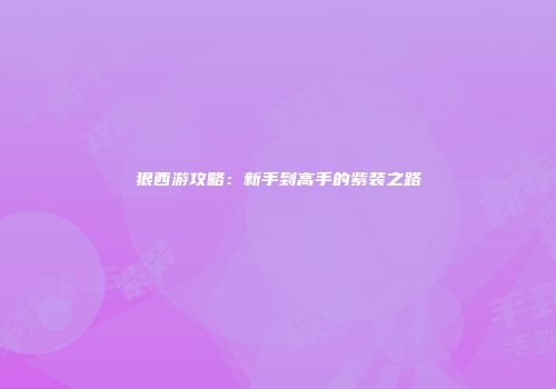 狠西游攻略：新手到高手的紫装之路