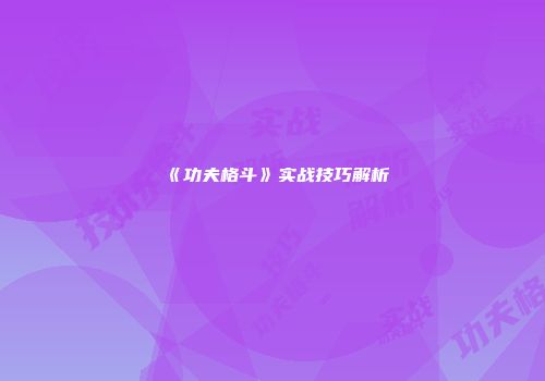 《功夫格斗》实战技巧解析