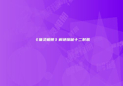 《猫灵相册》解谜探秘十二时辰