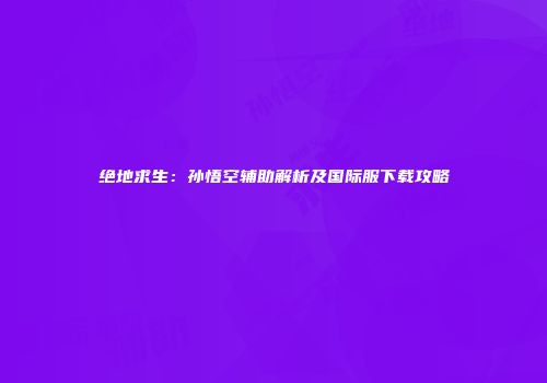 绝地求生：孙悟空辅助解析及国际服下载攻略