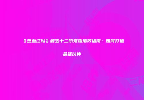 《热血江湖》魂玉十二阶宠物培养指南：如何打造最强伙伴
