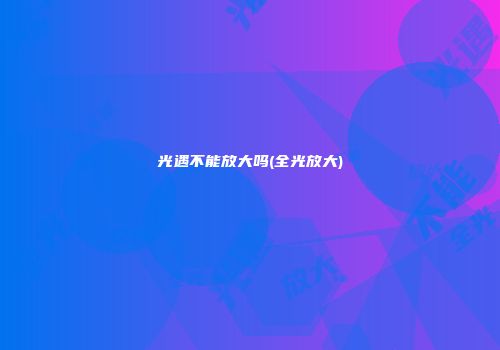 光遇不能放大吗(全光放大)