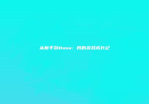 从新手到Boss：我的游戏成长记
