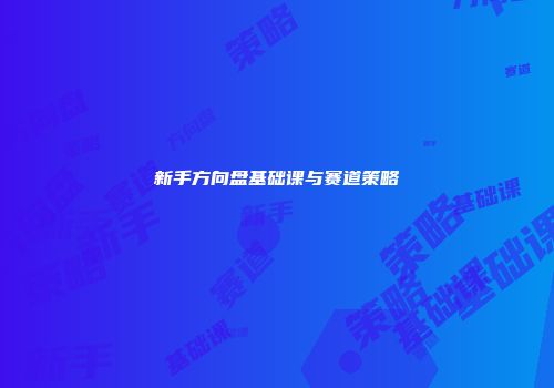 新手方向盘基础课与赛道策略