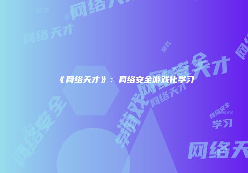 《网络天才》：网络安全游戏化学习