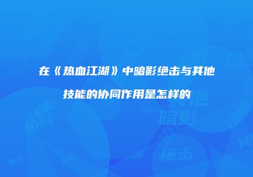 在《热血江湖》中暗影绝击与其他技能的协同作用是怎样的