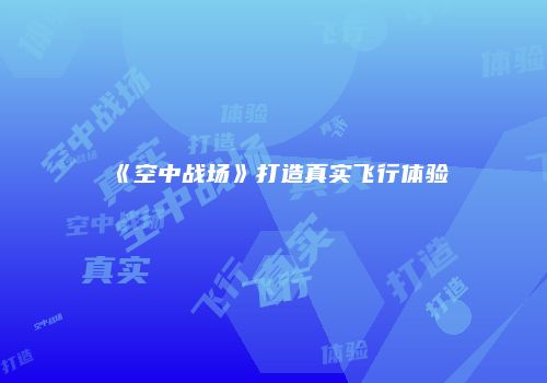《空中战场》打造真实飞行体验