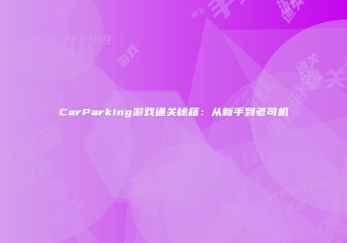 CarParking游戏通关秘籍：从新手到老司机