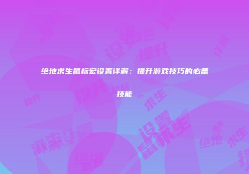 绝地求生鼠标宏设置详解：提升游戏技巧的必备技能